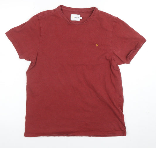 Farah Men's Red Crew Neck Short Sleeve Cotton T-Shirt M