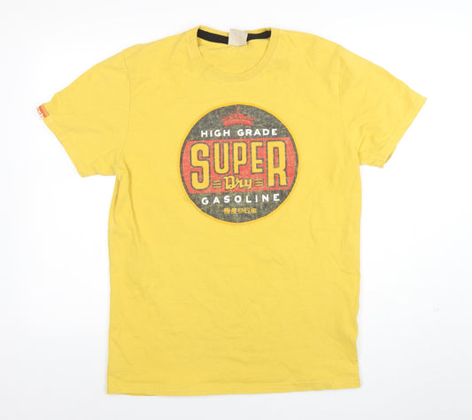 Superdry Vintage Men Yellow Crew Neck Graphic T-Shirt Size M