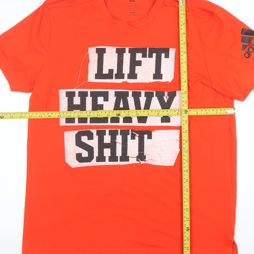 Adidas Men’s Orange Climalite Graphic T-Shirt L Short Sleeve Sports Top