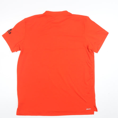 Adidas Men’s Orange Climalite Graphic T-Shirt L Short Sleeve Sports Top