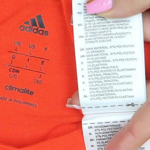 Adidas Men’s Orange Climalite Graphic T-Shirt L Short Sleeve Sports Top