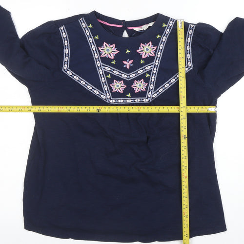 Per Una Women’s Blue Embroidered Cotton Long Sleeve Blouse Size 12