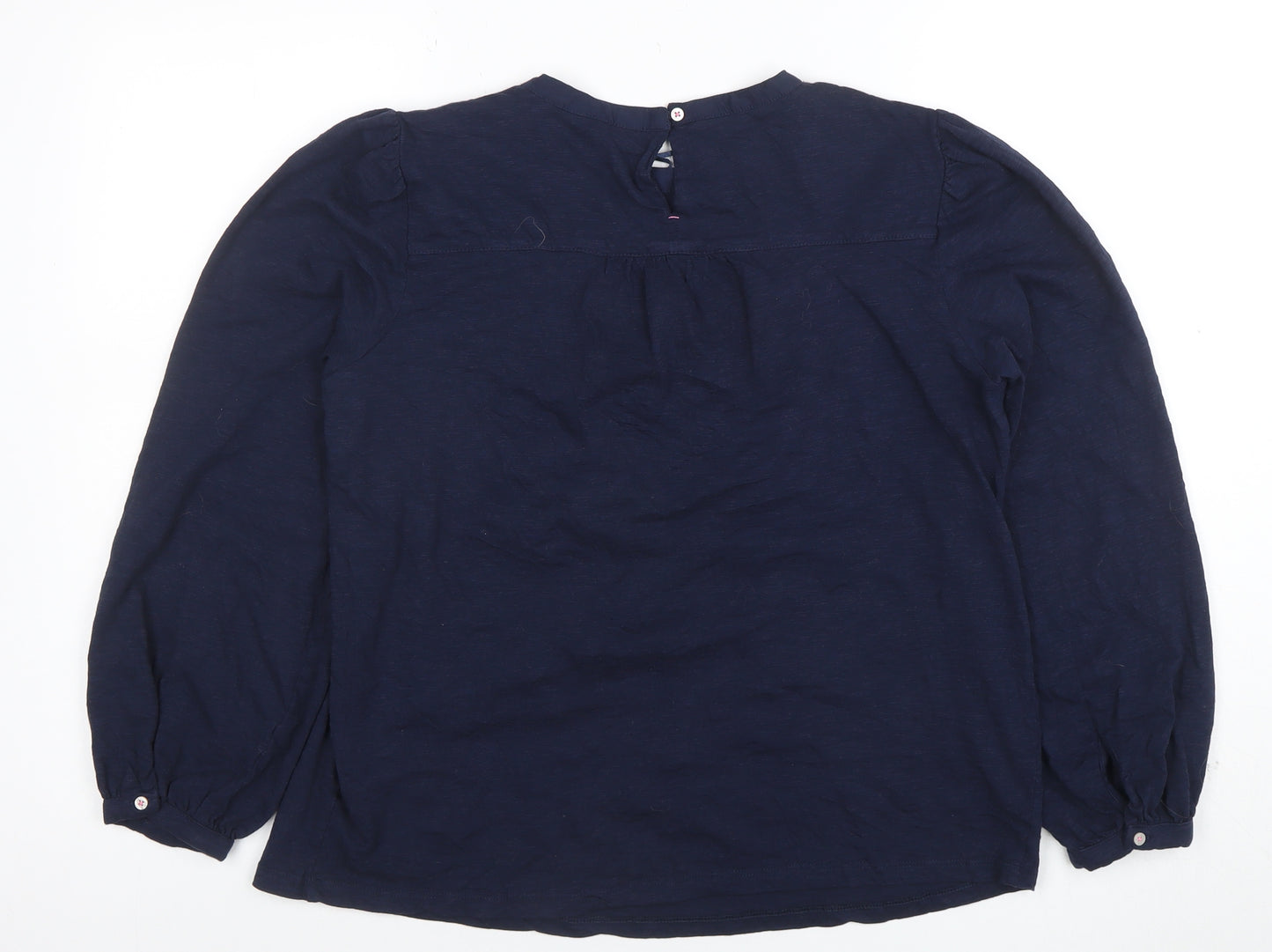 Per Una Women’s Blue Embroidered Cotton Long Sleeve Blouse Size 12
