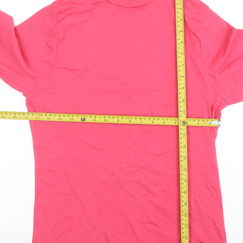 Cotton Traders Women's Red Coral Mock Neck 3/4 Sleeve Cotton T-Shirt Size 14