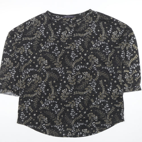 Marks and Spencer Women’s Black Floral 3/4 Sleeve Jersey T-Shirt Size 16