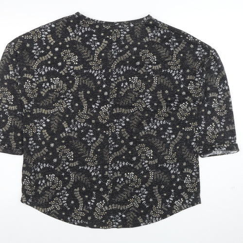 Marks and Spencer Women’s Black Floral 3/4 Sleeve Jersey T-Shirt Size 16