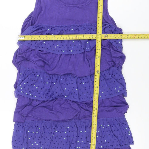 LIMITED COLLECTION Girls Purple Sequin Ruffle Tank Dress 11-12 Years