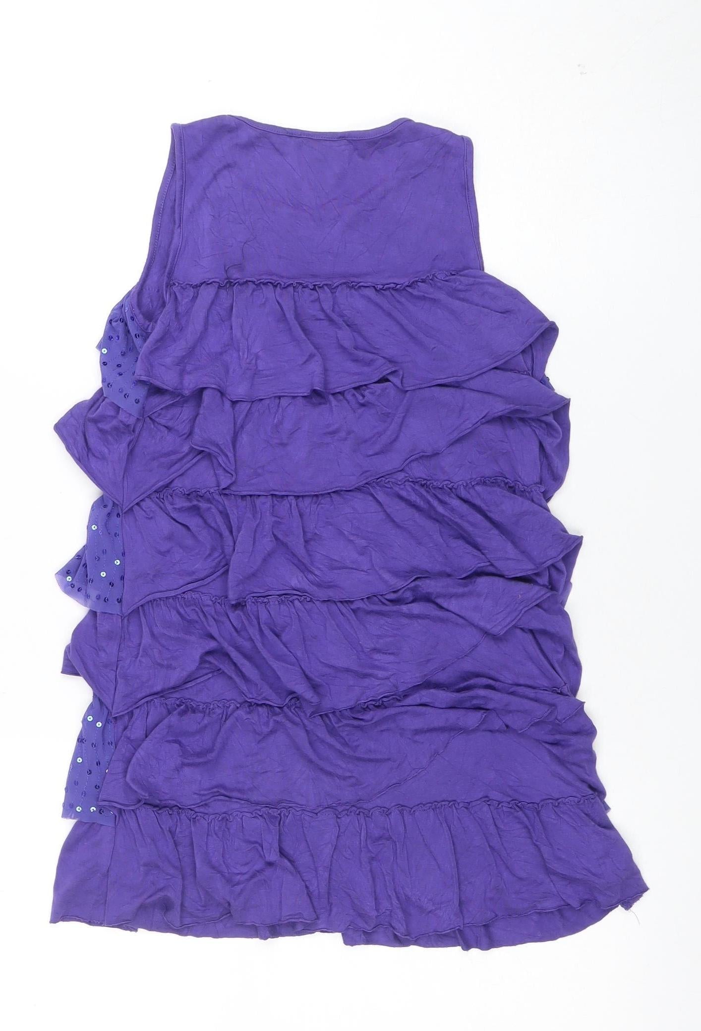 LIMITED COLLECTION Girls Purple Sequin Ruffle Tank Dress 11-12 Years