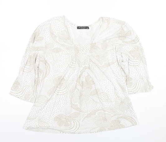 Wrapt London Women’s Beige Floral Viscose Tunic Blouse Size 14