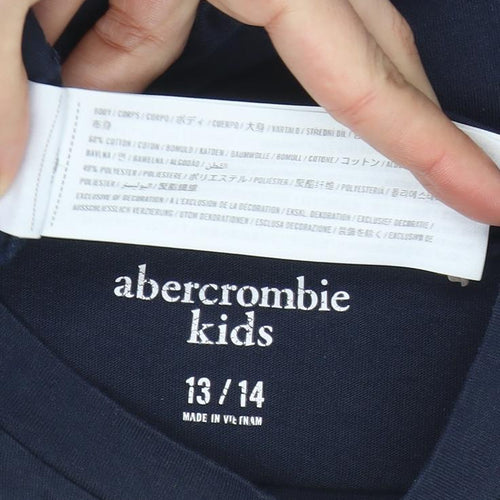 Abercrombie Kids Boys Blue 13-14 Years Cotton Logo Short Sleeve T-Shirt