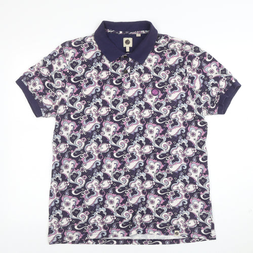 Pretty Green Men's Multicoloured L Retro Floral Cotton Polo
