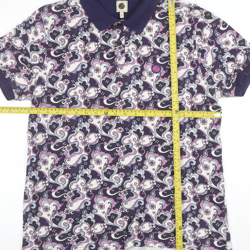 Pretty Green Men's Multicoloured L Retro Floral Cotton Polo