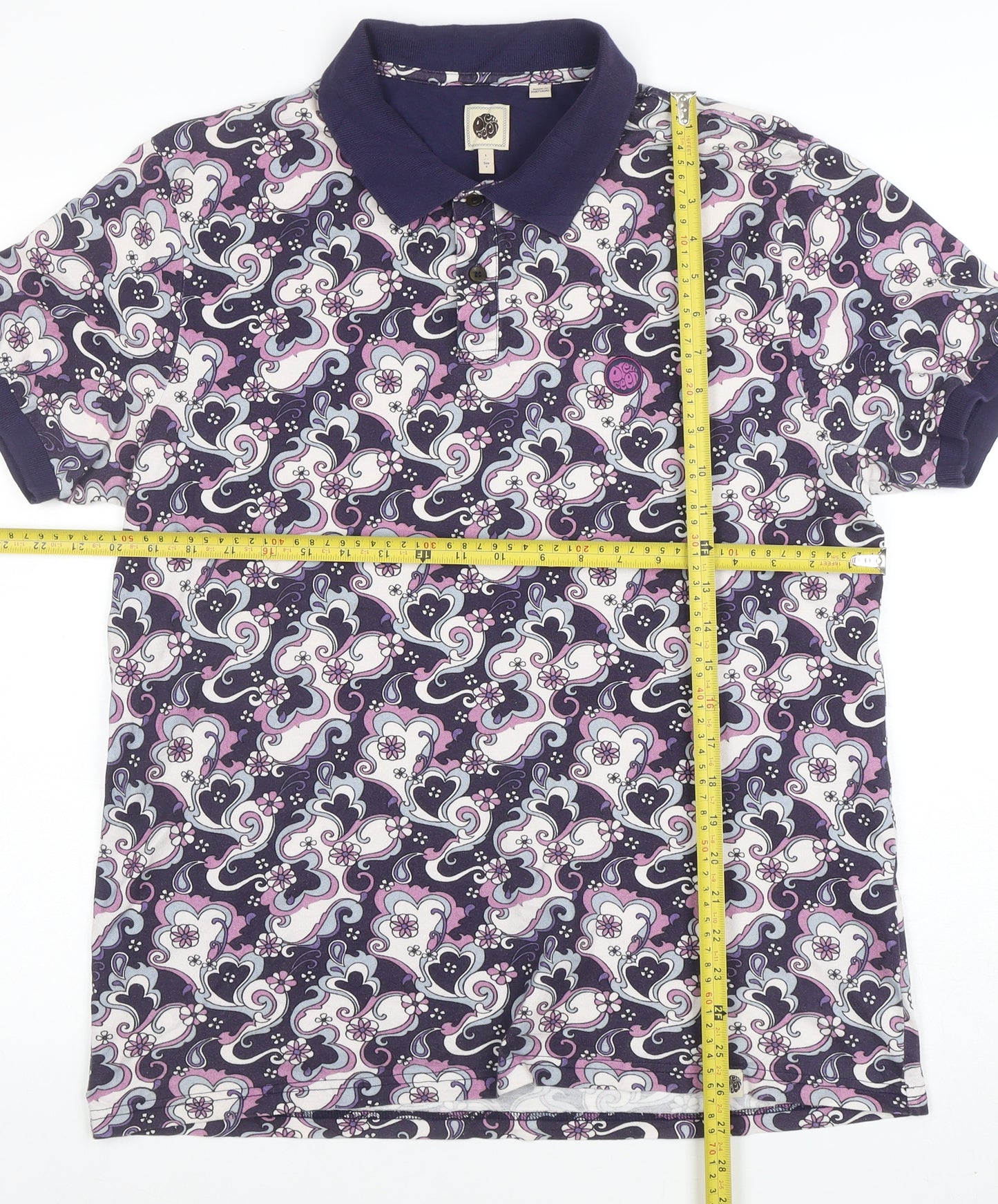 Pretty Green Men's Multicoloured L Retro Floral Cotton Polo