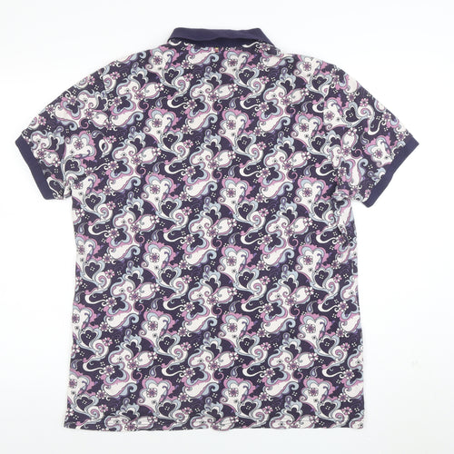 Pretty Green Men's Multicoloured L Retro Floral Cotton Polo