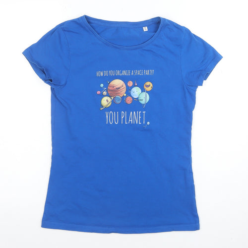 Stella Stanley Womens Blue Medium 'You Planet' Space Graphic T-Shirt