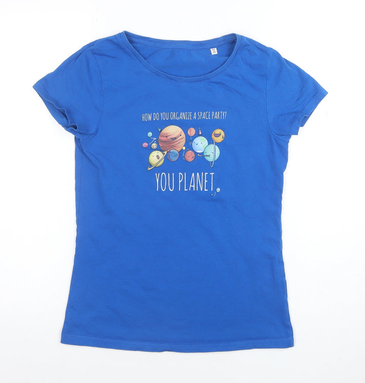 Stella Stanley Womens Blue Medium 'You Planet' Space Graphic T-Shirt
