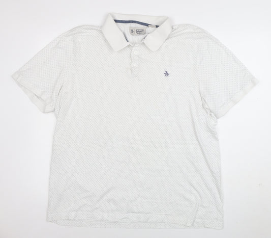 Original Penguin Men's White 3XL Cotton Polka Dot Polo Shirt
