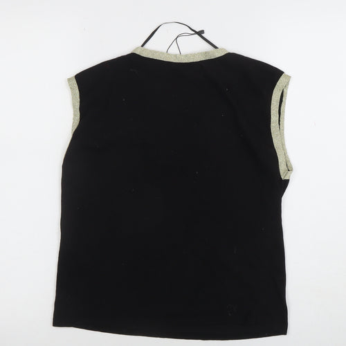 Vero Moda Women's Black Gold Trim Sleeveless V-Neck Top Size S