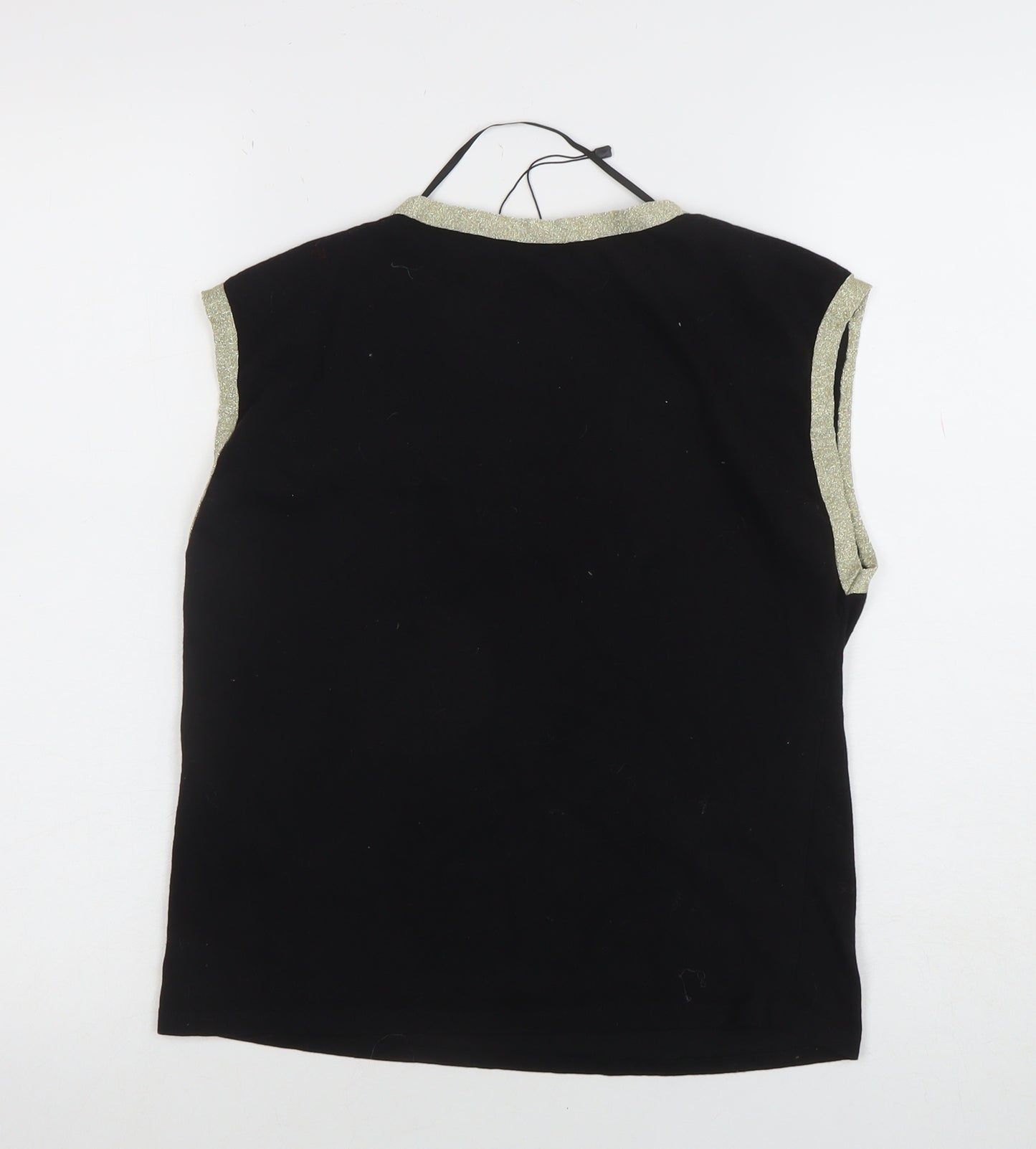 Vero Moda Women's Black Gold Trim Sleeveless V-Neck Top Size S