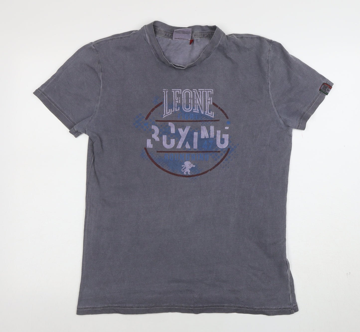 Leone 1947 Men's Grey Boxing Graphic Cotton T-Shirt Size L