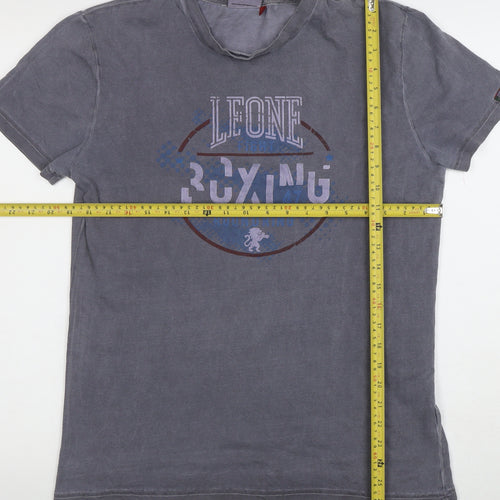 Leone 1947 Men's Grey Boxing Graphic Cotton T-Shirt Size L