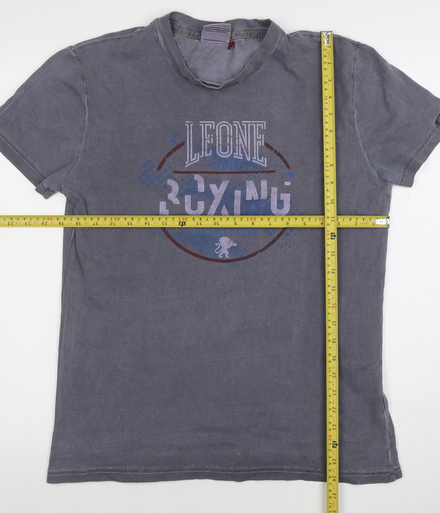 Leone 1947 Men's Grey Boxing Graphic Cotton T-Shirt Size L