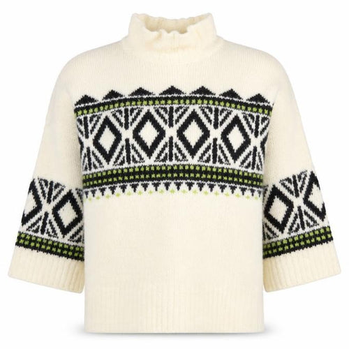 Next Women’s Ivory Geometric Roll Neck Chunky Knit Jumper Size L