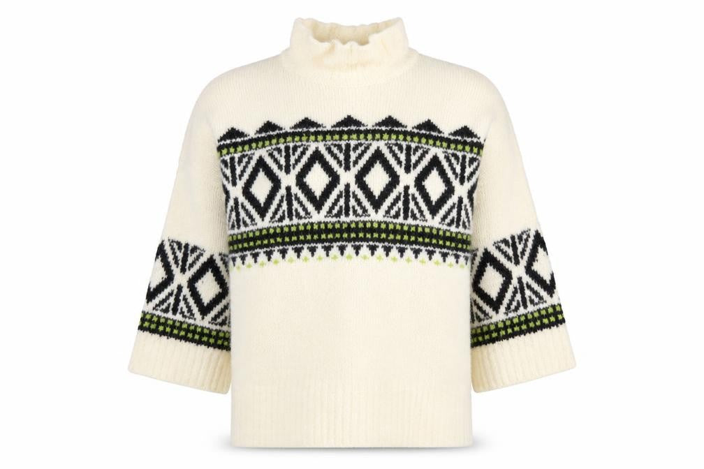 Next Women’s Ivory Geometric Roll Neck Chunky Knit Jumper Size L