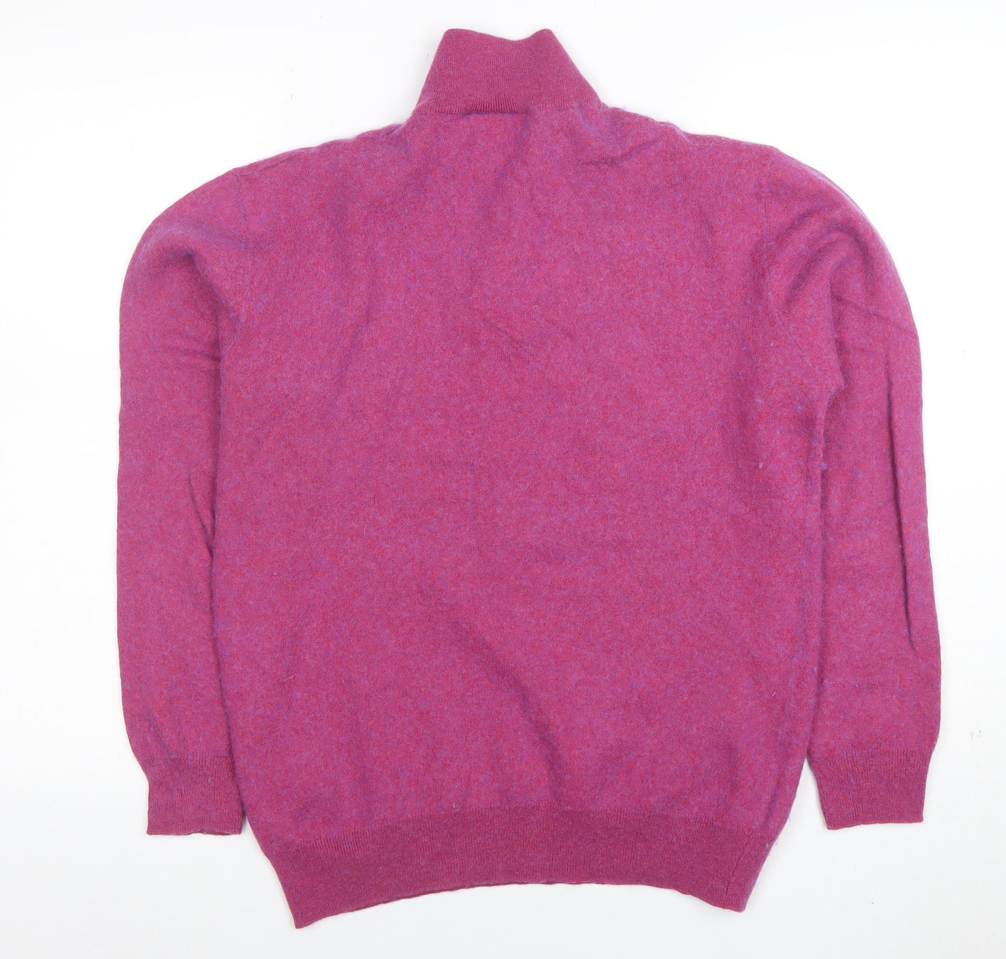 Brook Taverner Men's Pink 1/2 Zip Merino Wool Cotton Jumper M
