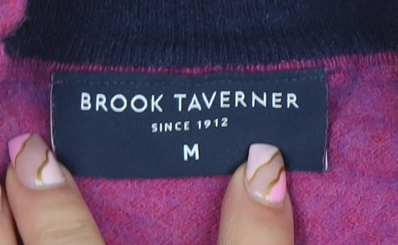 Brook Taverner Men's Pink 1/2 Zip Merino Wool Cotton Jumper M