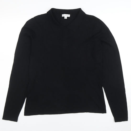 Warehouse Women's Black Collared Long Sleeve Knit Jumper Size 14