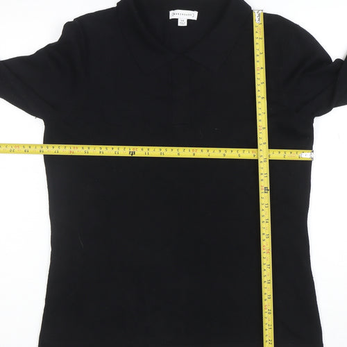 Warehouse Women's Black Collared Long Sleeve Knit Jumper Size 14