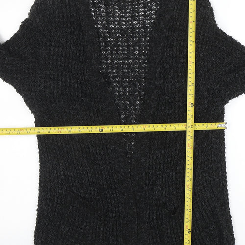 Pins and Needles Womens Black XS Open-Knit Long Sleeve Cardigan