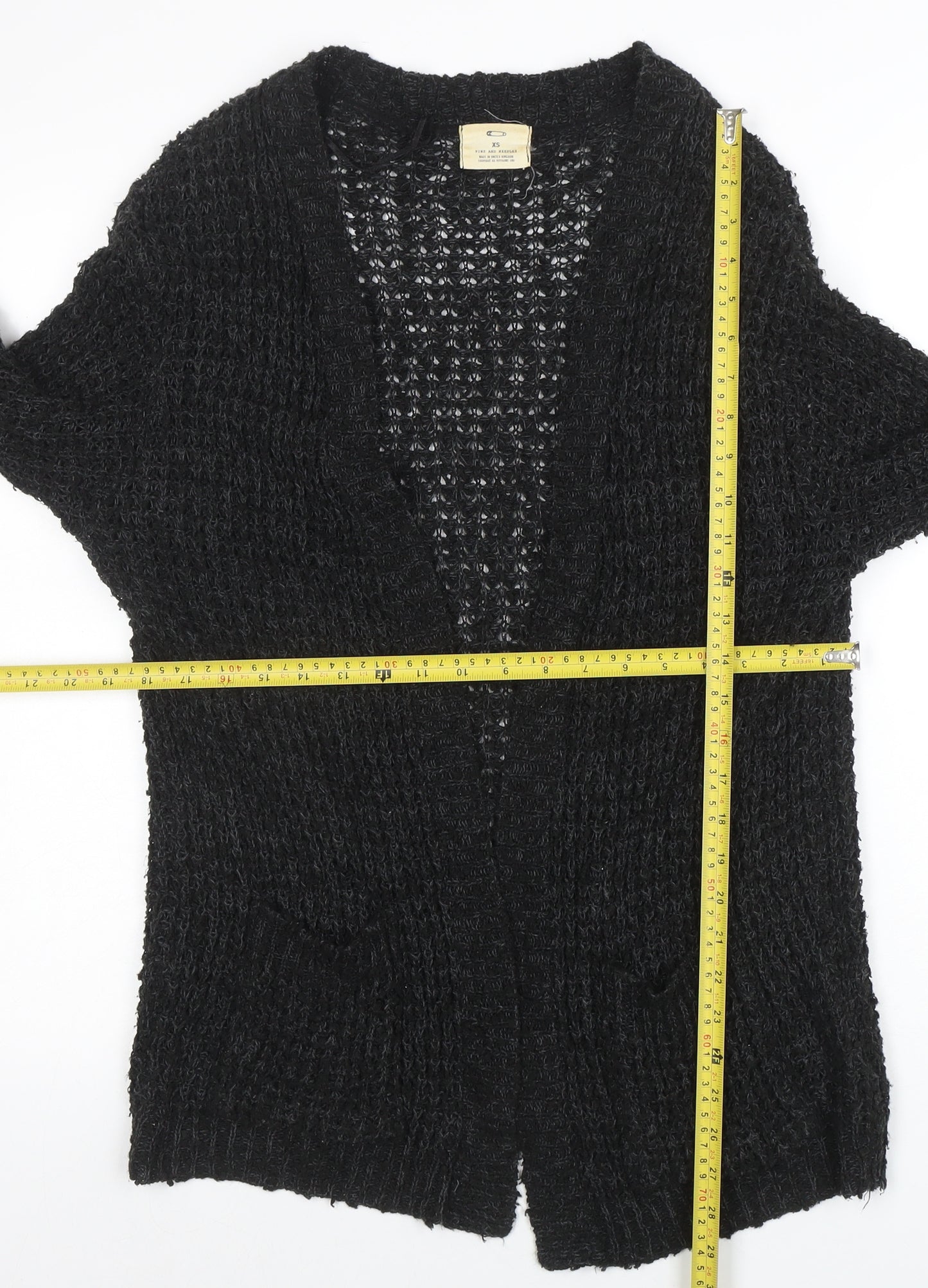 Pins and Needles Womens Black XS Open-Knit Long Sleeve Cardigan