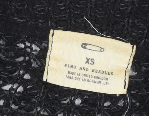 Pins and Needles Womens Black XS Open-Knit Long Sleeve Cardigan