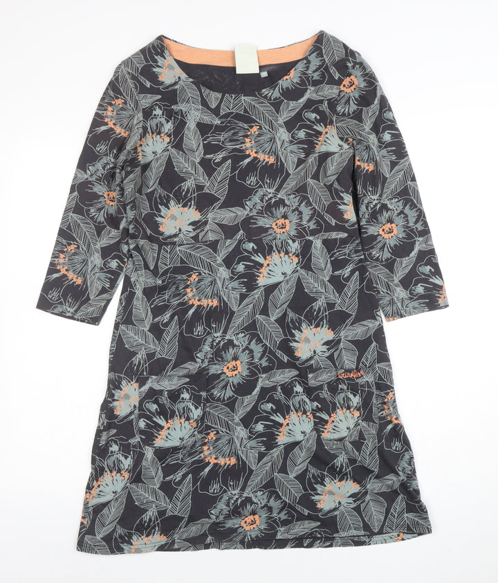 White Stuff Women's Blue Floral Jersey Shift Dress Size 10