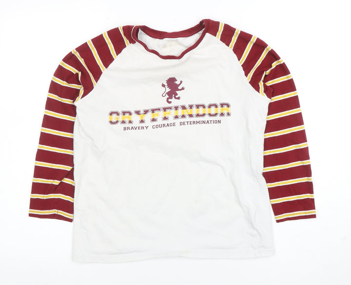 Marks and Spencer Boys White Gryffindor Long Sleeve Cotton T-Shirt 13-14 Years
