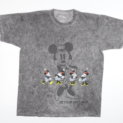 Disney Minnie Mouse Grey Acid Wash Graphic T-Shirt Men S