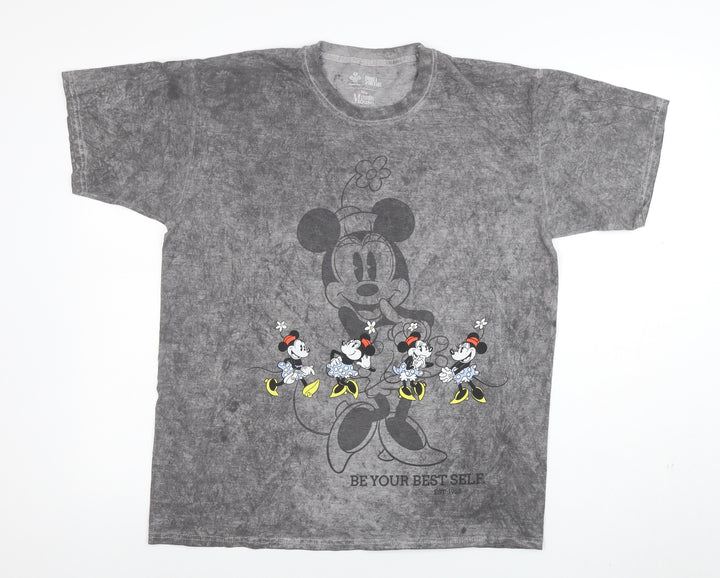 Disney Minnie Mouse Grey Acid Wash Graphic T-Shirt Men S