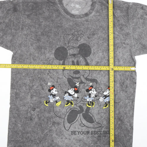 Disney Minnie Mouse Grey Acid Wash Graphic T-Shirt Men S