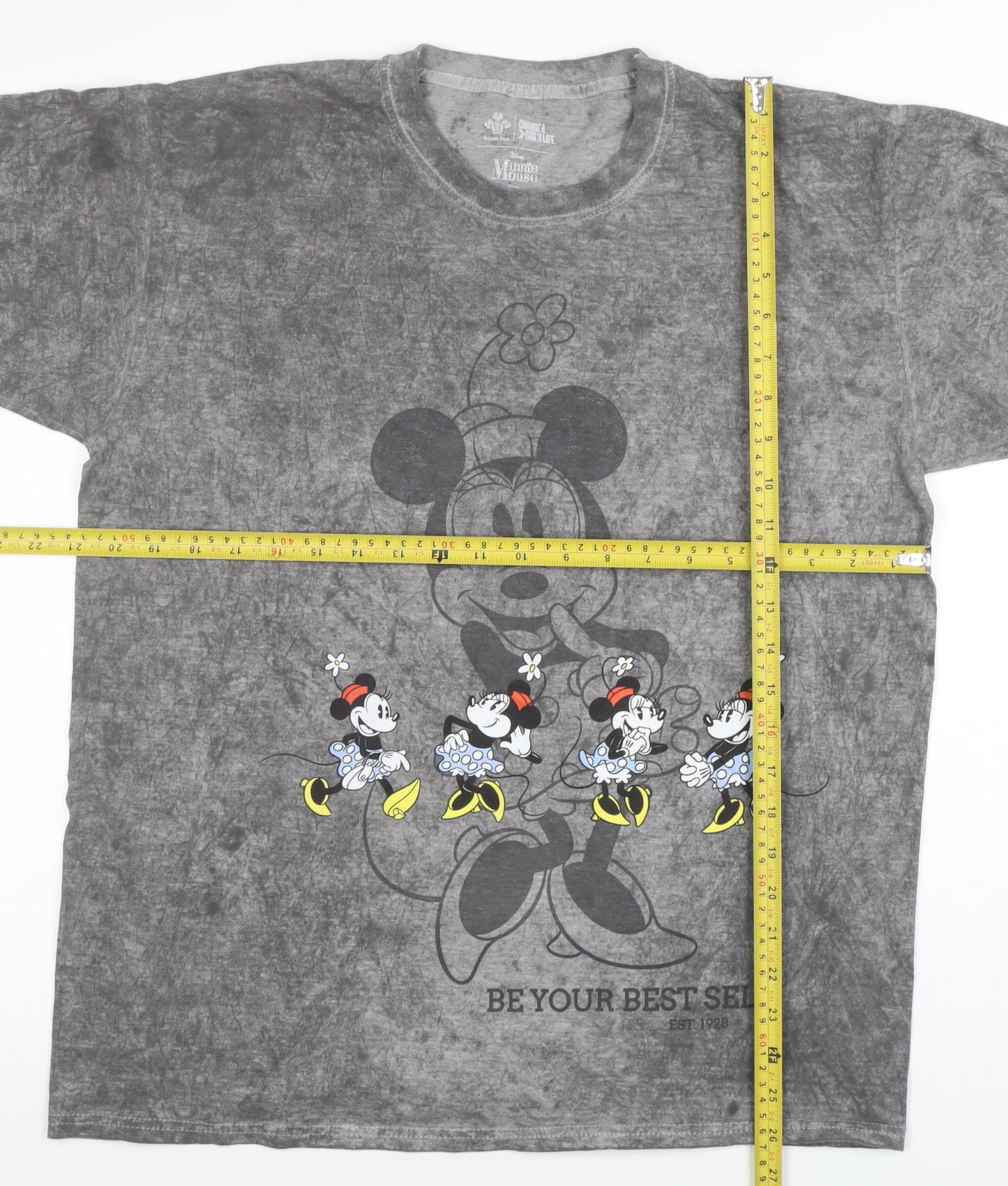Disney Minnie Mouse Grey Acid Wash Graphic T-Shirt Men S