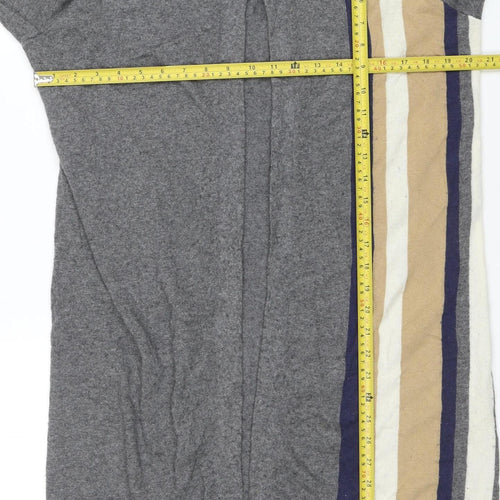 United Colors of Benetton Womens Grey Striped Cashmere Blend Long Cardigan M