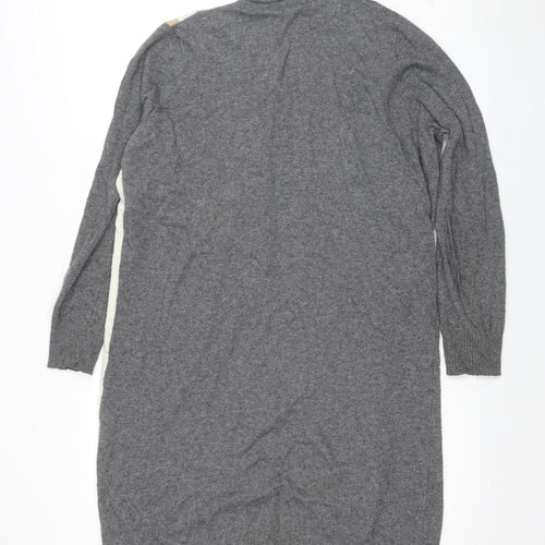United Colors of Benetton Womens Grey Striped Cashmere Blend Long Cardigan M