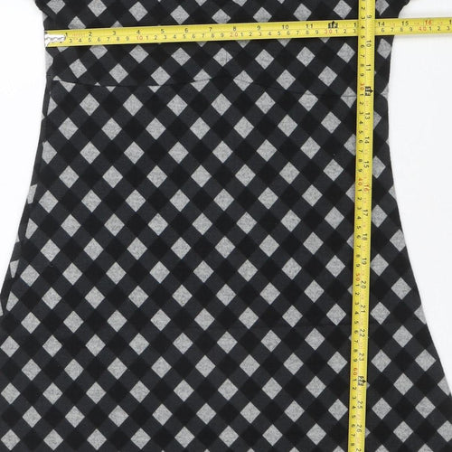 Culture Women Black Check A-Line 3/4 Sleeve Jersey Dress Size 10