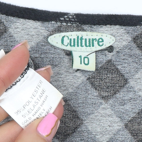 Culture Women Black Check A-Line 3/4 Sleeve Jersey Dress Size 10