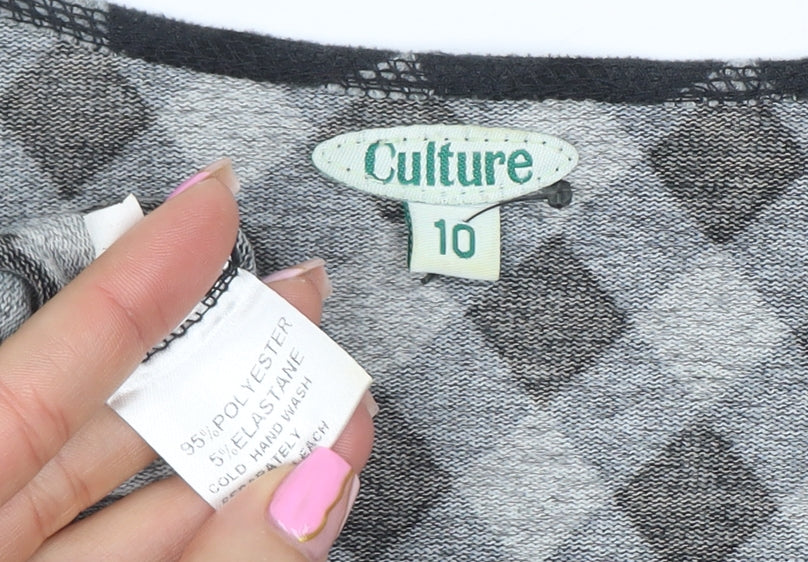 Culture Women Black Check A-Line 3/4 Sleeve Jersey Dress Size 10