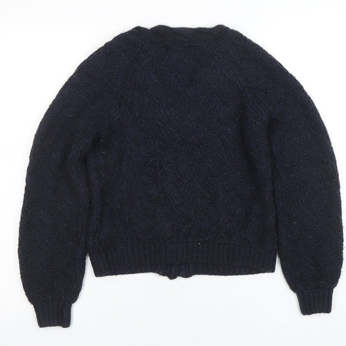 Marks and Spencer Per Una Women's Navy Wool Blend Cable-Knit Cardigan Size 8