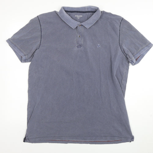 Jack & Jones Mens Blue 2XL Cotton Polo Shirt