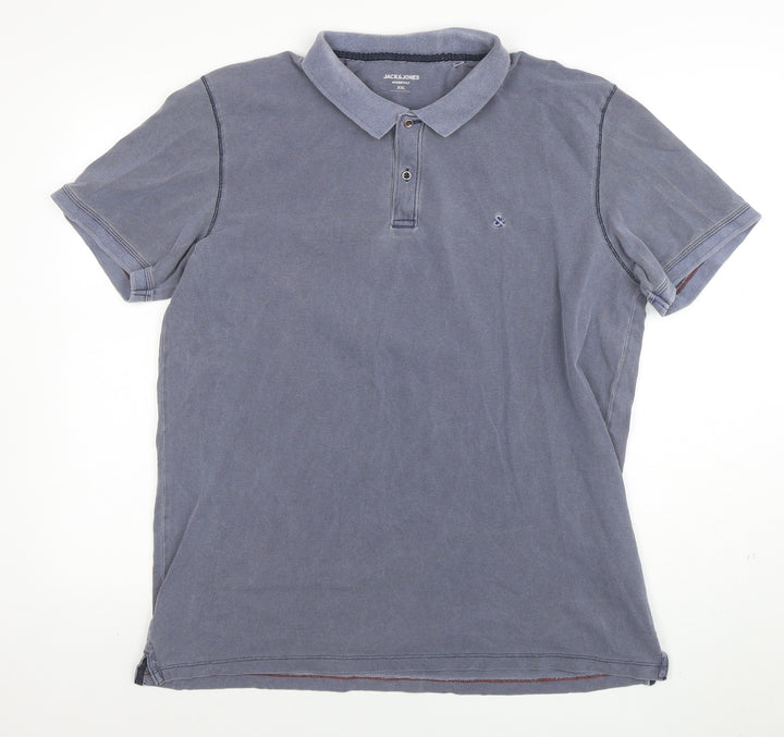 Jack & Jones Mens Blue 2XL Cotton Polo Shirt