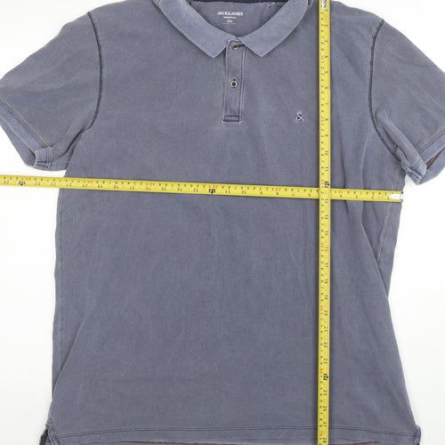 Jack & Jones Mens Blue 2XL Cotton Polo Shirt
